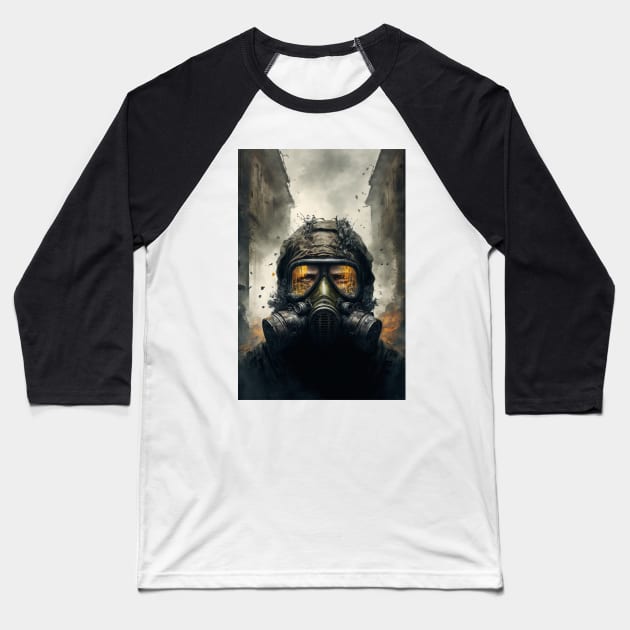 Man In Gas Mask Baseball T-Shirt by TortillaChief